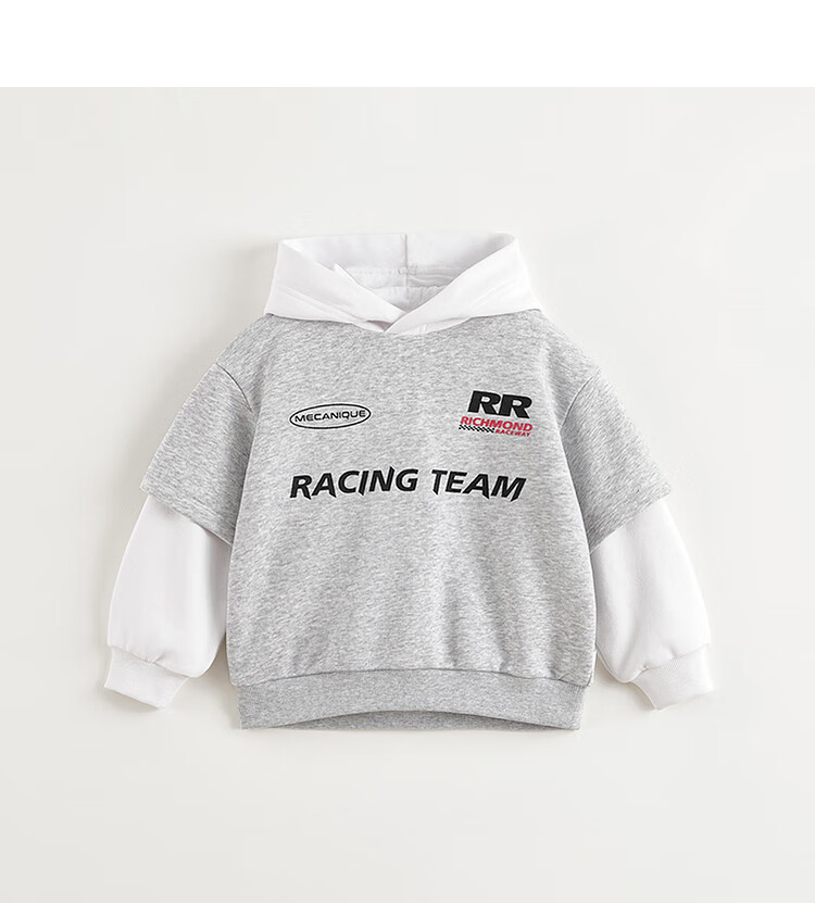 MARC&JANIE Boys' Trendy Racing Car Faux Two-Piece Hoodie, Children's Hooded Top, Spring 2025 Collection, 250050 1