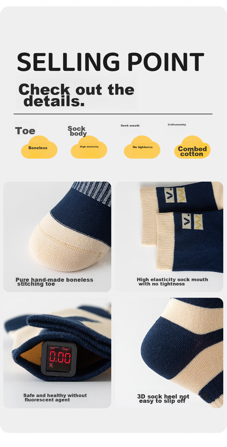 YUZHAOLIN Children's Socks Autumn Style Boys' Seamless Mid-Calf Socks Baby Socks Cotton Socks for Fall And Winter Mid to Big Kids Little Boys Long Socks 21
