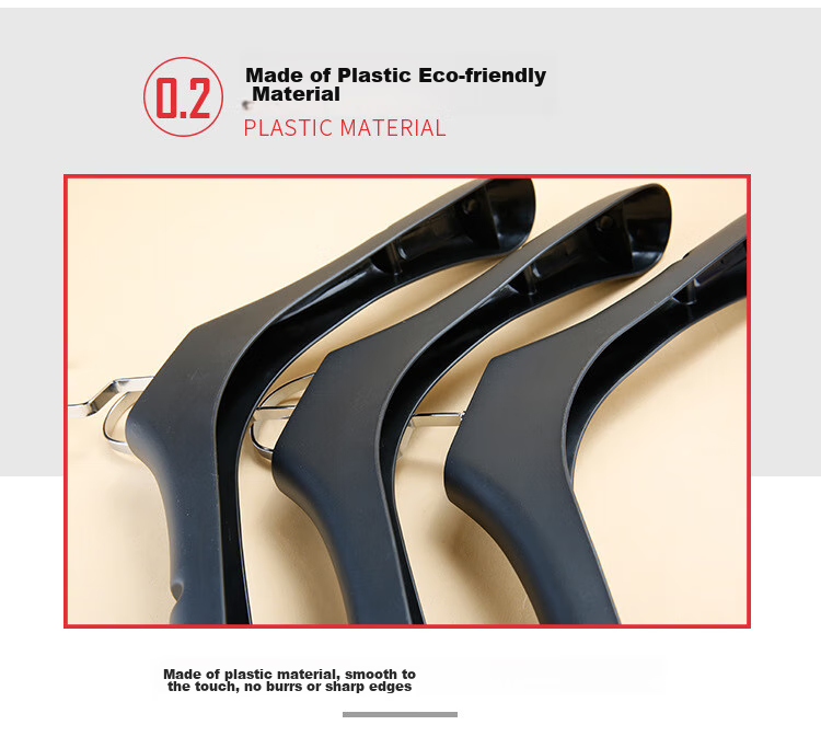 MENGTING Hangers, Seamless Clothes Hangers, Plastic Wide Shoulder, Thickened Non-Slip, No Bulging, Coat Hangers, Black, 10 Pieces 4