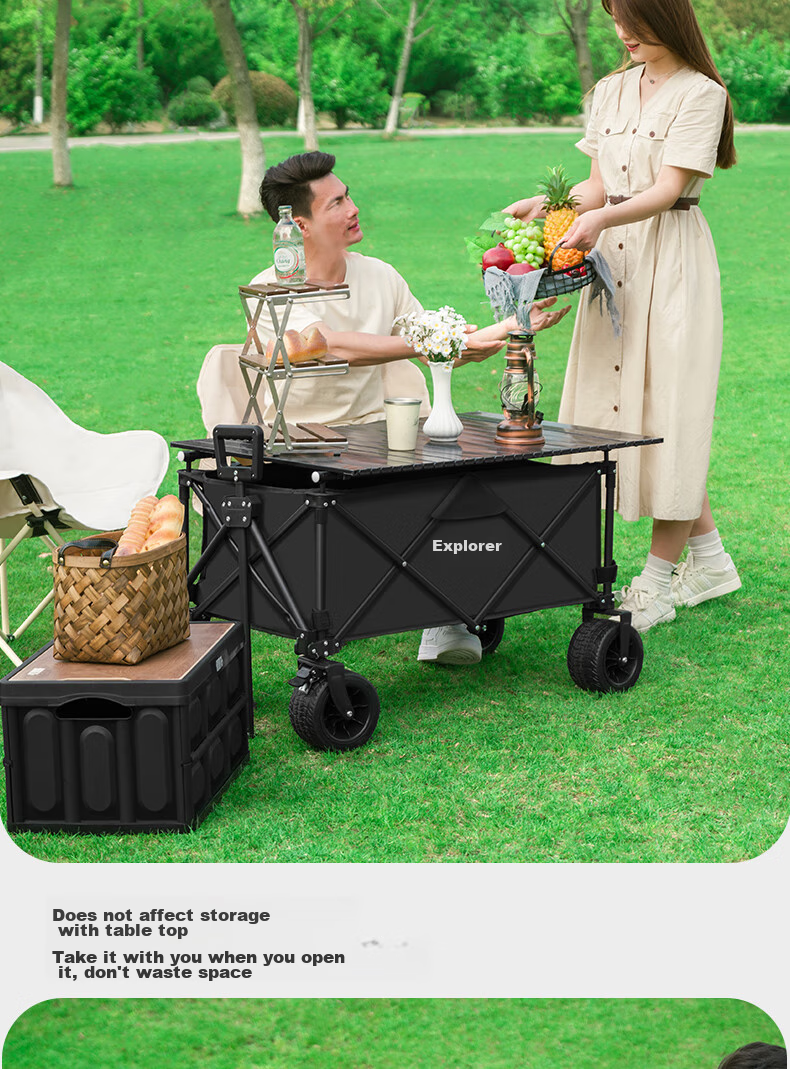 TAN XIAN ZHE Camping Cart Trolley Campsite Cart for Vendors, Kids, Grocery Shopping, And Pet Supplies 12