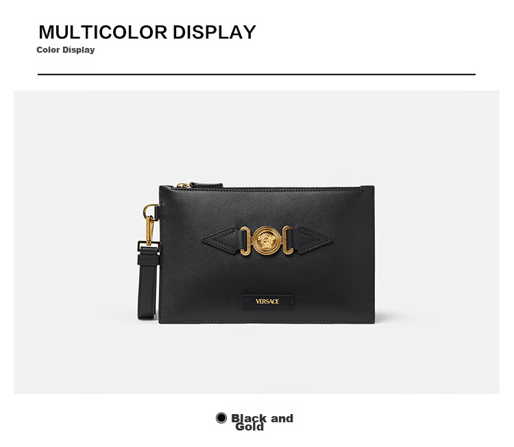 VERSACE Old Money Style Luxurious Metal Logo Clutch with High Elasticity 6