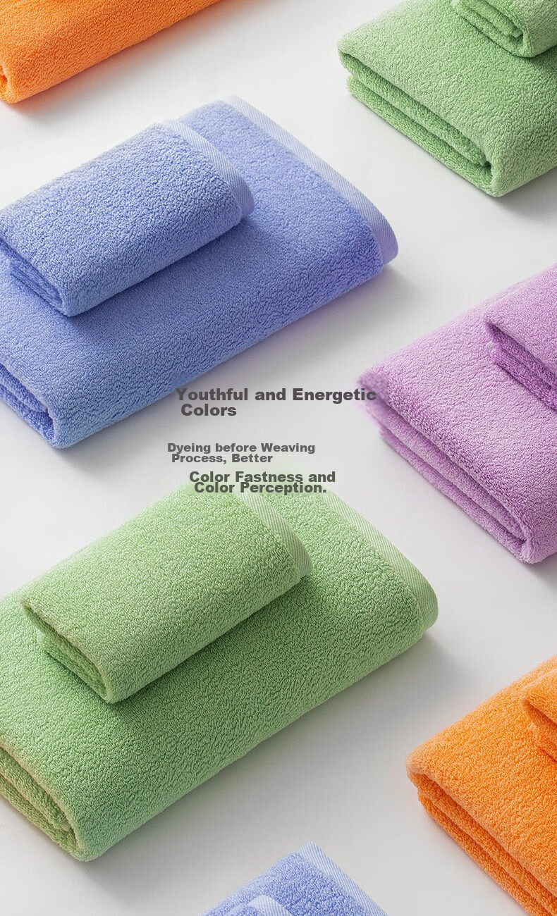 A-Life Sealed Towels, Pure Cotton Soft 3-Pack, Xinjiang Long-Staple Cotton Class A Towels, Absorbent Face Towels, Blue/purple/orange 4