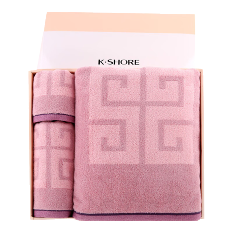 KING SHORE Pure Cotton Towel And Bath Towel, Extra Large And Thick, 1 Towel, 1 Bath Towel, 1 Square Towel, Purple, Gift Box Set