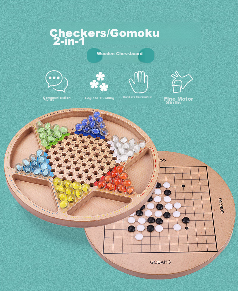 Shenglv Five-In Acrylic Bead Checkers And Gomoku Board Game Set for Kids, Large Size Family Interactive Travel Toy 1