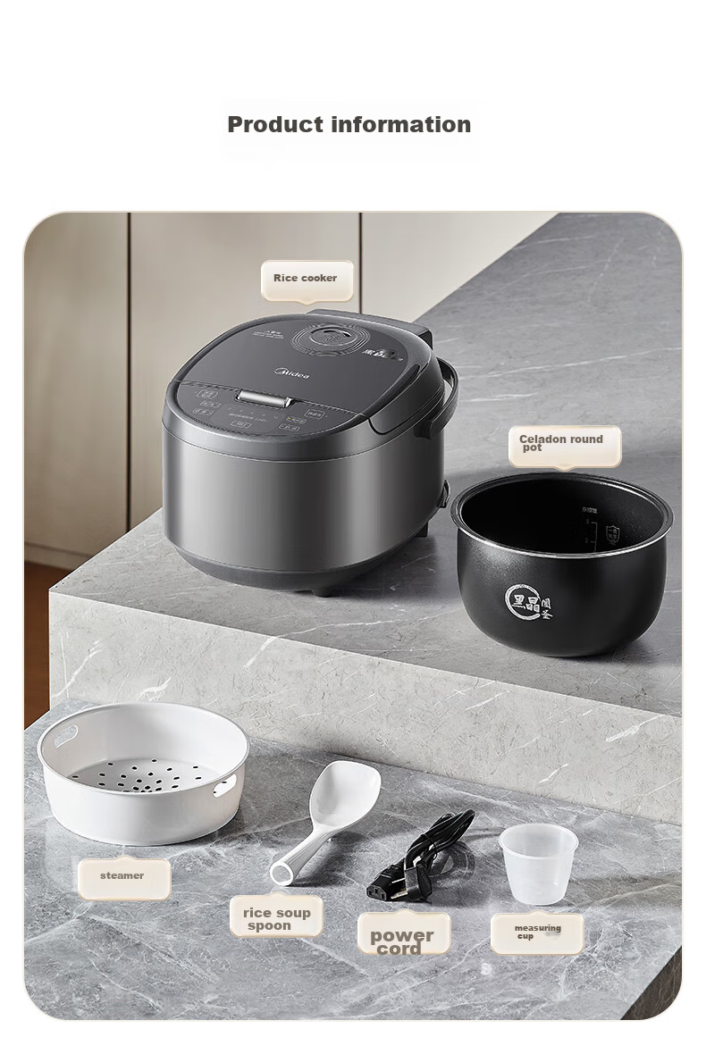 Midea Rice Cooker, 4L Capacity for Home Use, 1.5mm Round Inner Pot, 760W Butterfly-Shaped Intense Heat Plate, Metal Body, Rice Cooker MB-RE478 [ZMD Peace of Mind Series] 16