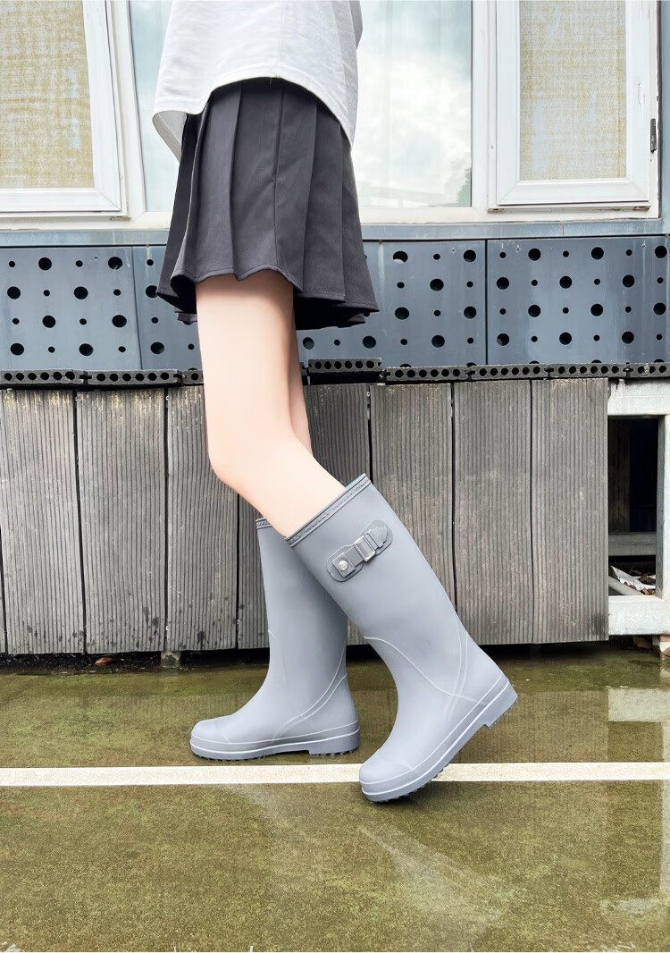 Huili Women's Tall Rain Boots, Fashionable Outdoor Waterproof Wear-Resistant Rubber Shoes, Water Shoes, Water Boots, 73-1 Khaki, Size 37 3