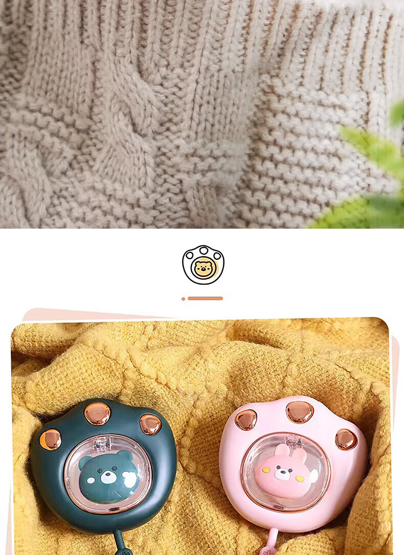 Dipuer Cat Paw Hand Warmer for Women, Rechargeable Hand Warmer Egg for Students And Children, Mini Portable Menstrual Belly Warmer - White 7
