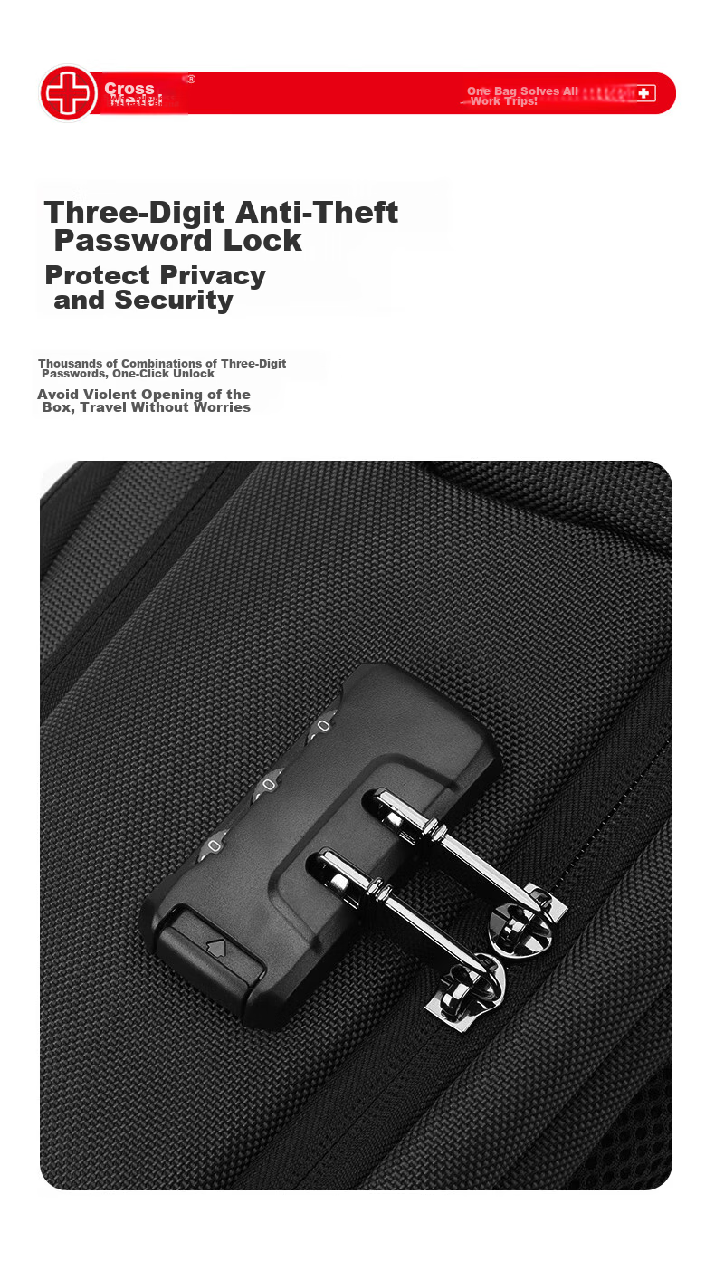 CROSSGEAR Swiss Cross Medal Backpack 17.3-Inch for ASUS Laptops, Business Travel Large Capacity Backpack 15
