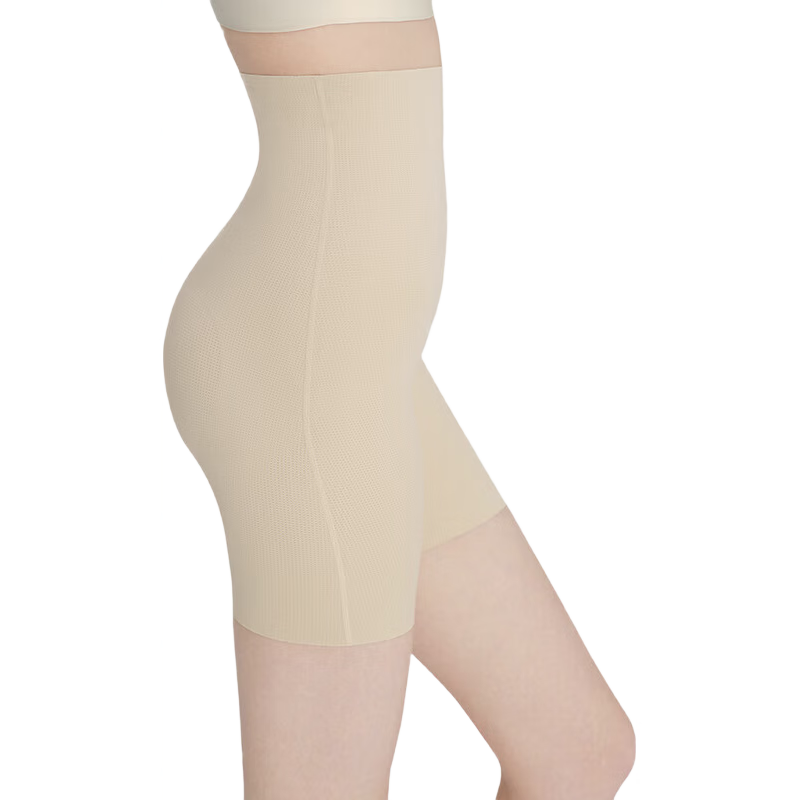 Ubras Breathable Seamless Tummy Control Panties for Women, Butt-Lifting Safety Shorts, Porcelain Skin Color Three-Quarter Length Pants XL