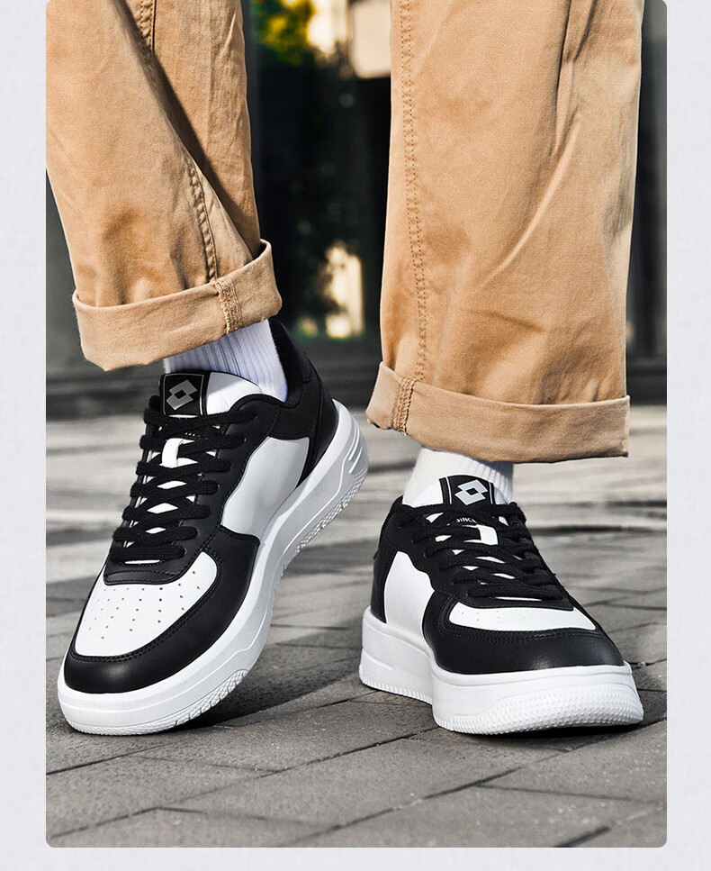 LOTTO Men's Skateboard Shoes with Shock Absorption And Rebound, Soft-Soled Lightweight Versatile Low-Top Casual Sneakers 8035 White/black 41 13