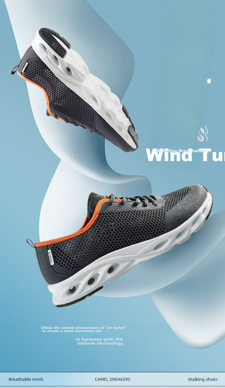 CAMEL Sports Shoes, New Summer Men's Sneakers, Breathable Mesh Shoes, Non-Slip And Wear-Resistant, Casual Athletic Footwear for Fathers And Elderly 1