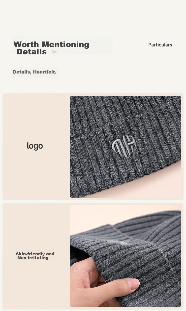 HLA Men's Wool Blend Hat, Autumn And Winter Warm Fleece-Lined Knitted Cap for Men And Women, Zodiac Year Qiwei Red 24
