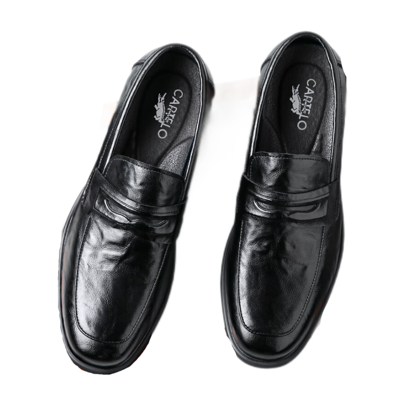 CARTELO Men's Leather Shoes, Soft Sole Slip-On Business Casual Shoes, Loafers, Breathable Slip-On Leather Shoes for Men, 9906 Brown, Size 42