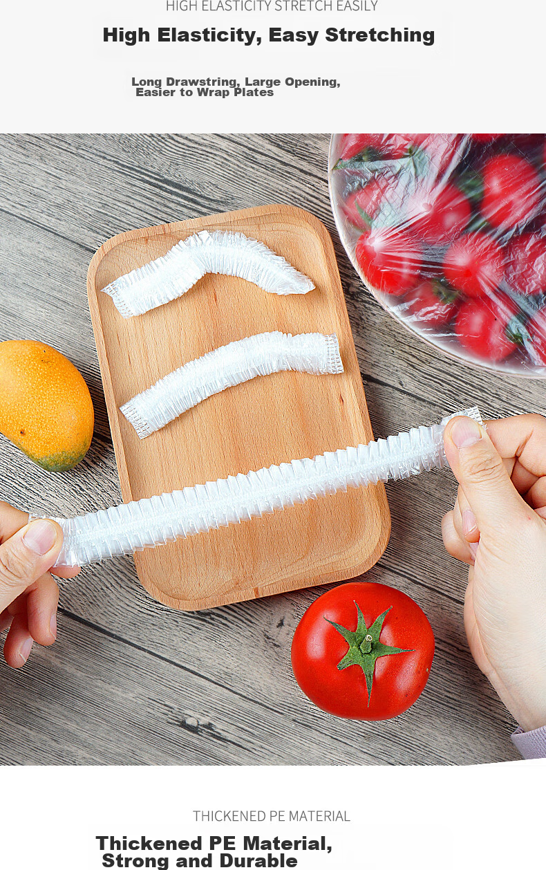 Sodolike Shangdao Food-Grade Fresh-Keeping Covers 300 Disposable Drawstring Thickened Kitchen Self-Sealing Bags Durable 3