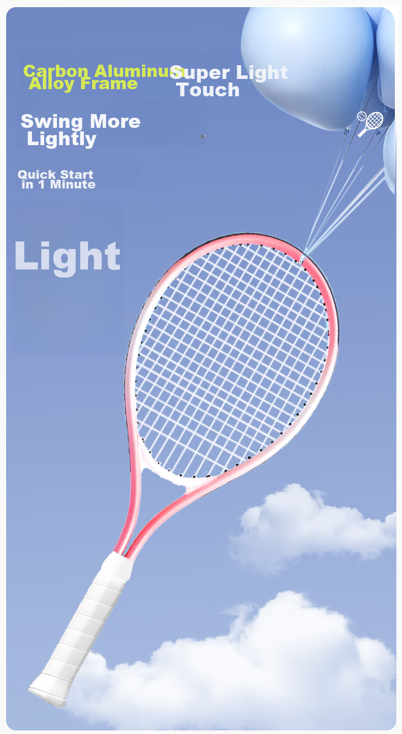 HEMMON Tennis Rebound Trainer with String, Single-Person Self-Practice Tennis Racket for Adults And Children, Self-Hitting Set with Rope, Starry White 4