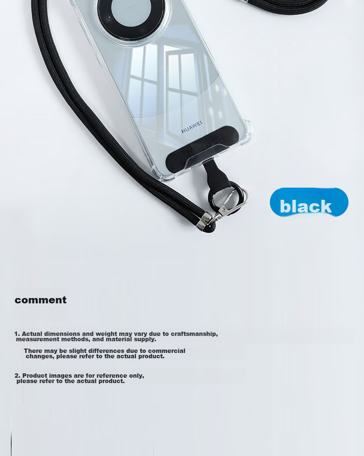 ESCASE Phone Lanyard Neck Strap Crossbody Adjustable Retractable Anti-Loss Universal Phone Case Durable Long Style Suitable for Huawei Apple Xiaomi And Others Black 16