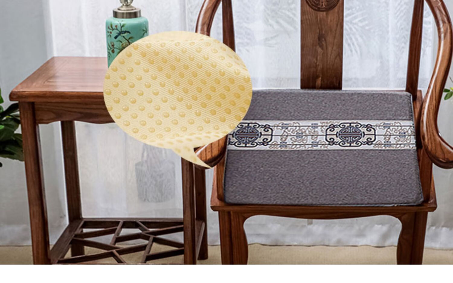 AVIVI Rosewood Chair Seat Cushion, Chinese-Style Sofa Seat Pad, Armchair Cushion, Wooden Tea Chair Pad, 45*40 Cm, Fenghua Blue 10