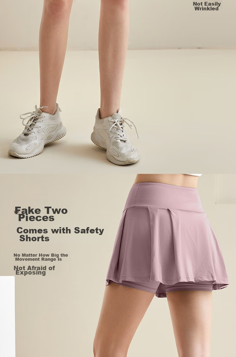 Fandimu Sports Skort for Women, Breathable, Anti-Exposure, with Lining, Fake Two-Piece Design, for Outdoor Badminton, Tennis, Running, And Half Skirt 5