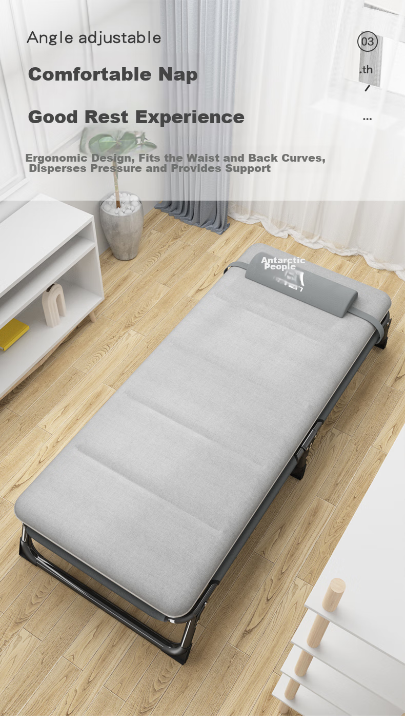 Nanjiren Folding Bed Single Bed Office Nap Bed Military Cot Accompanying Care Bed Two-Fold Bed with Comfortable Cotton Pad 4