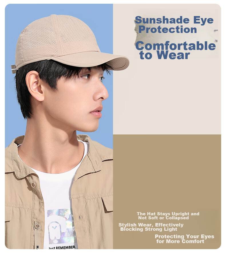 CAMEL Baseball Cap, Soft Top, for Women with Large Head Circumference, Slimming Effect, Face-Slimming, Versatile, Breathable Hat for Men, Duck Tongue Cap, 173BB00026 5