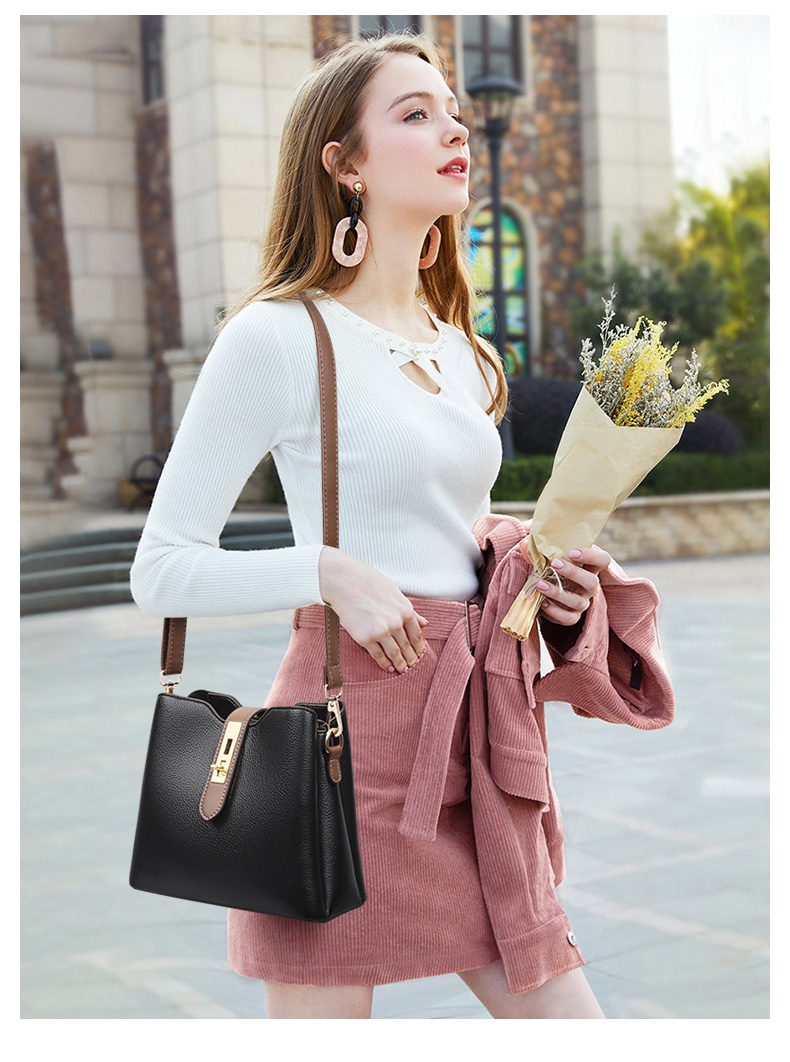 Viney Women's Handbag, Cowhide Crossbody Bucket Bag, Luxury Brand Shoulder Bag, Practical Birthday And Mother's Day Gift for Mom 10