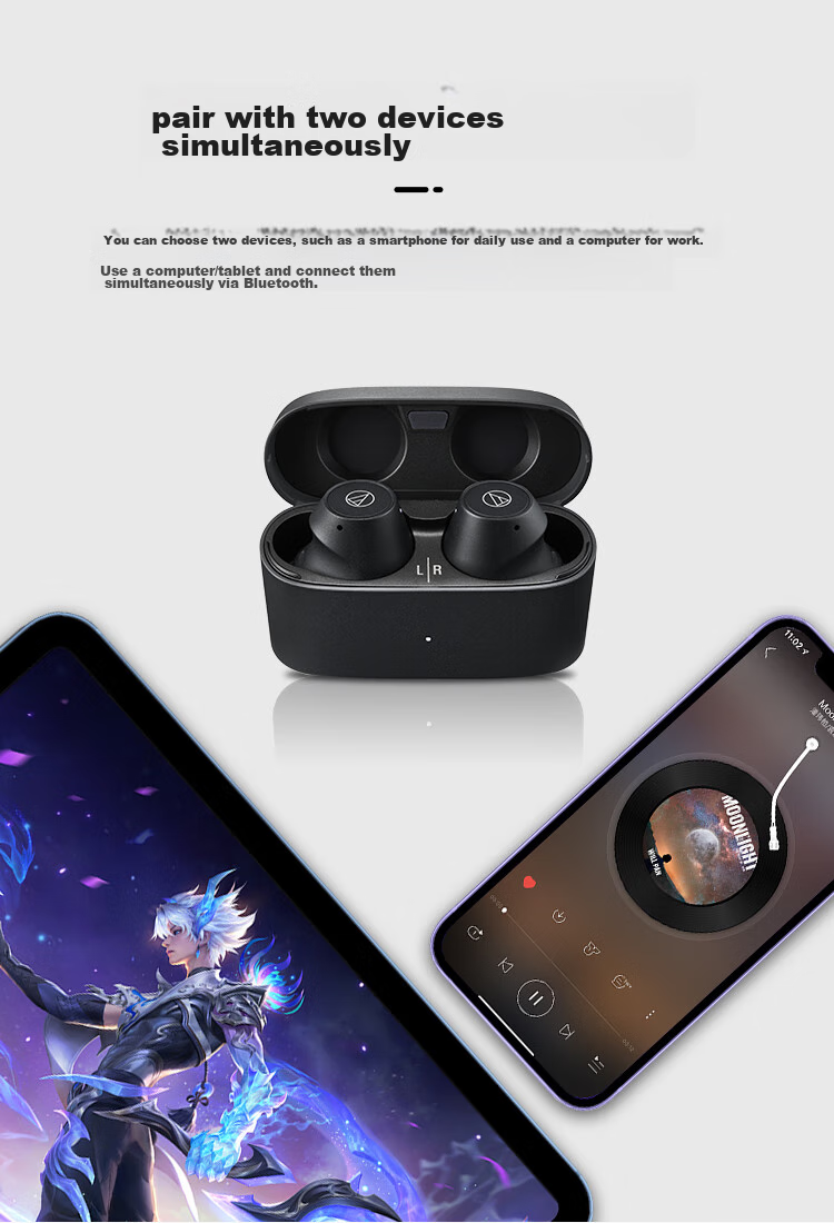 Audio-Technica CKS30TW+ True Wireless Noise-Cancelling Bluetooth Earphones, In-Ear Music Bass Waterproof, Compatible with Huawei, Apple, Xiaomi Headphones, Beige 9