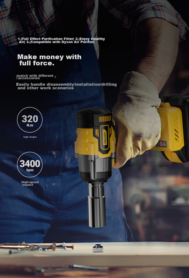Deli Brushless Electric Impact Wrench, Lithium Battery Wrench, Scaffolding Repair, Air Impact Wrench Socket Set, High-Power Torque Tool Kit 5