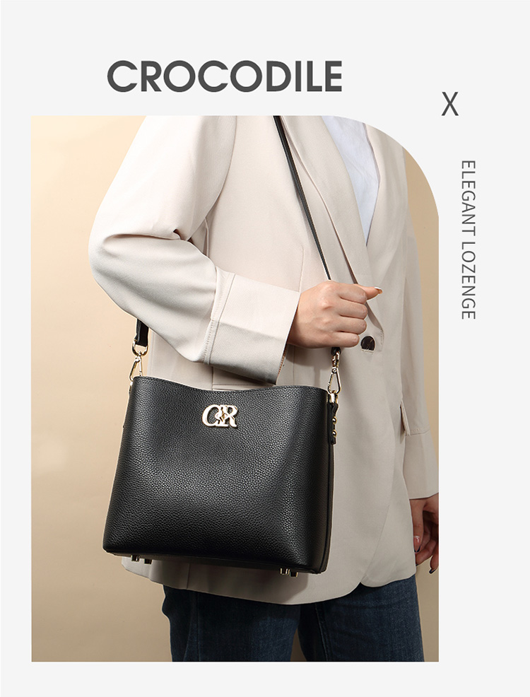CROCODILE Goddess Festival Women's Handbag, Cowhide Leather Tote Bag, Large Capacity Bucket Bag, Shoulder Crossbody Bag, Birthday Gift for Wome 1
