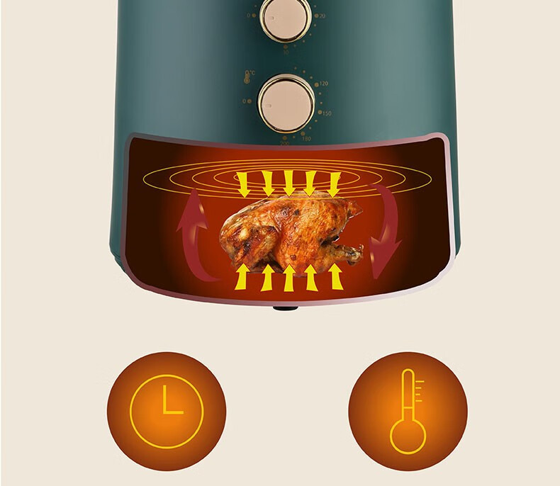 thermos膳魔师(thermos) 空气炸锅 家用智能简约便捷不粘锅低脂烹炸1.