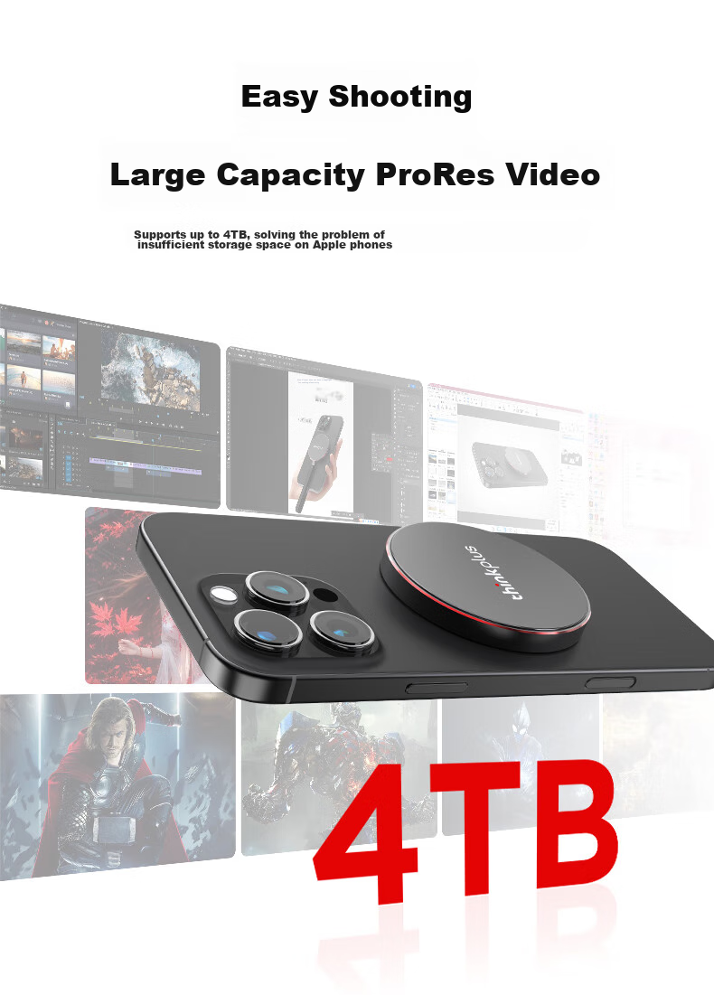 ThinkPlus Lenovo 1TB Magnetic Mobile SSD, Movable Phone, USB3.2 High-Speed Reading 1900MB/S, Portable SSD PSSD, UH100 Xiaofeidan Series 5
