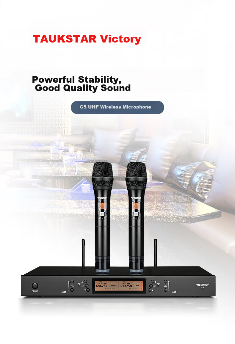 TAKSTAR G5 U-Segment Wireless Microphone System, Dual-Channel Wireless Mic for Professional Performance, KTV, Meetings, Karaoke, Handheld Microphone 2