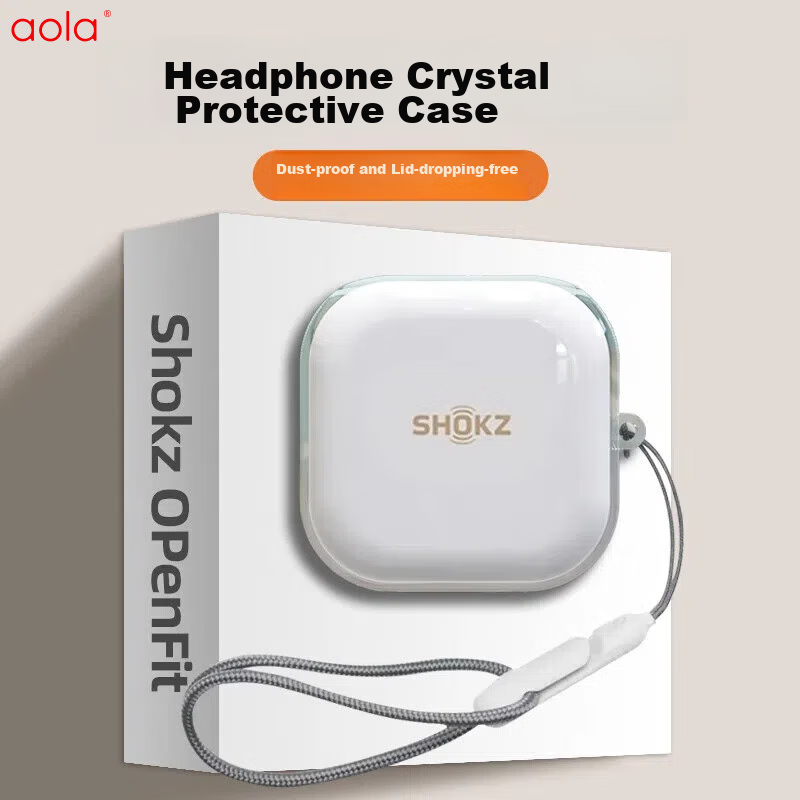 Aolang Compatible with Shao Yin Comfort Ring Open Fit Air Protective Case, SHOKZ Open-Style Bluetooth Headphones T511 Full Protection Shockproof Storage Box Transparent + Incase Earphone Lanyard