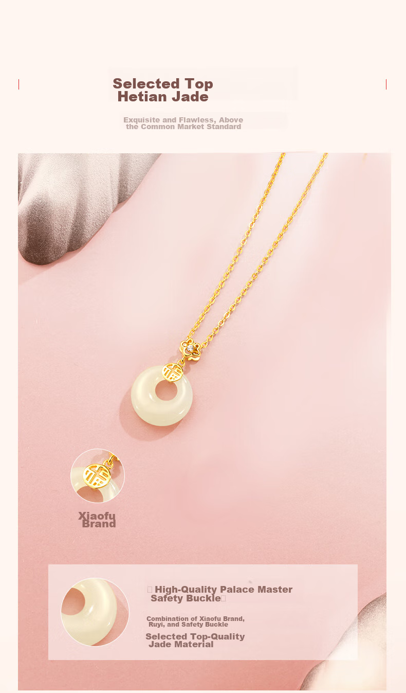 Fanci X Palace Master Blessing Safety Clasp Hetian Jade Necklace Silver Women's Light Luxury High-End Feel Ladies Birthday Gift 3