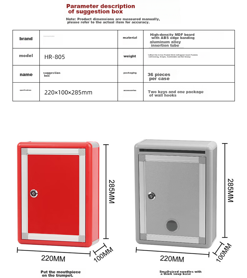 Herisheng Suggestion Box, Complaint Box, Feedback Box, Lockable Wall-Mounted Mailbox, Voting Box, No Drilling Required, Chairman And General Manager Mailbox, Customizable Reporting Box RS-834 6