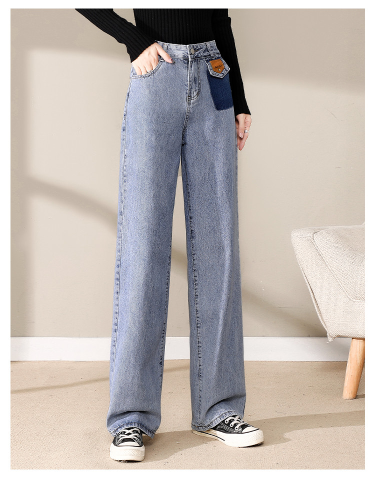 Jeanswest Women's Summer 2026 Thin High-Waist Wide-Leg Capri Denim Shorts Retro Blue M 10