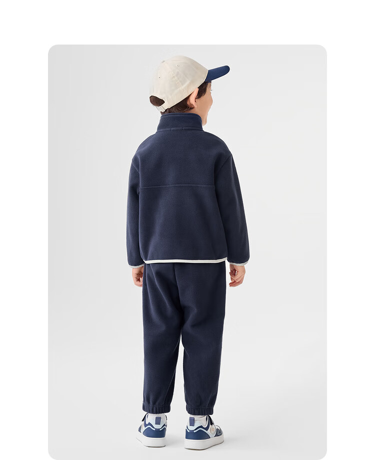 BALABALA Children's Clothing Set, Boys' Autumn And Winter Outfit, Fleece Two-Piece Suit, Preppy Style, Versatile Casual Wear for Young Kids, Warm 8
