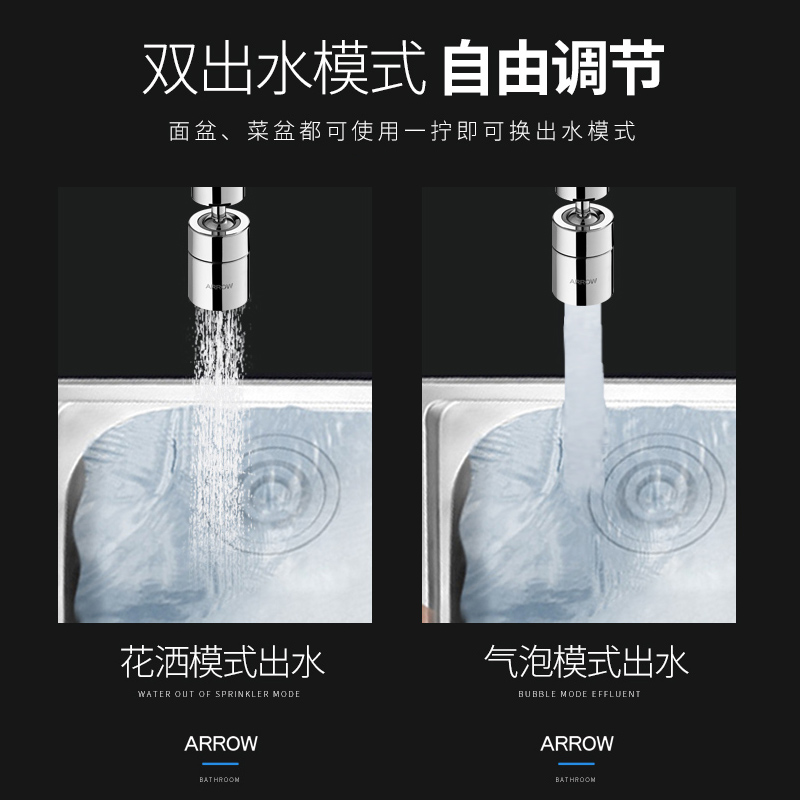 ARROW Anti-Splash Head Extender, Pressure-Boosting Universal Swivel Adapter, Aerator Filter Outlet Nozzle AE5942-W