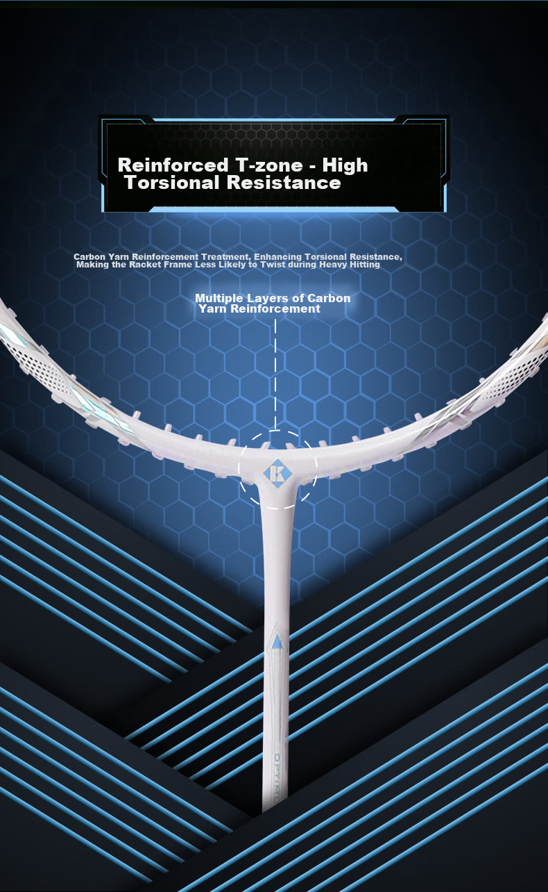 KUMPOO Badminton Racket KN Full Carbon Ultra-Light Xunfeng K520 Upgraded Version, Balanced for Attack And Defense, Finished Racket KN993 Porcelain White 12