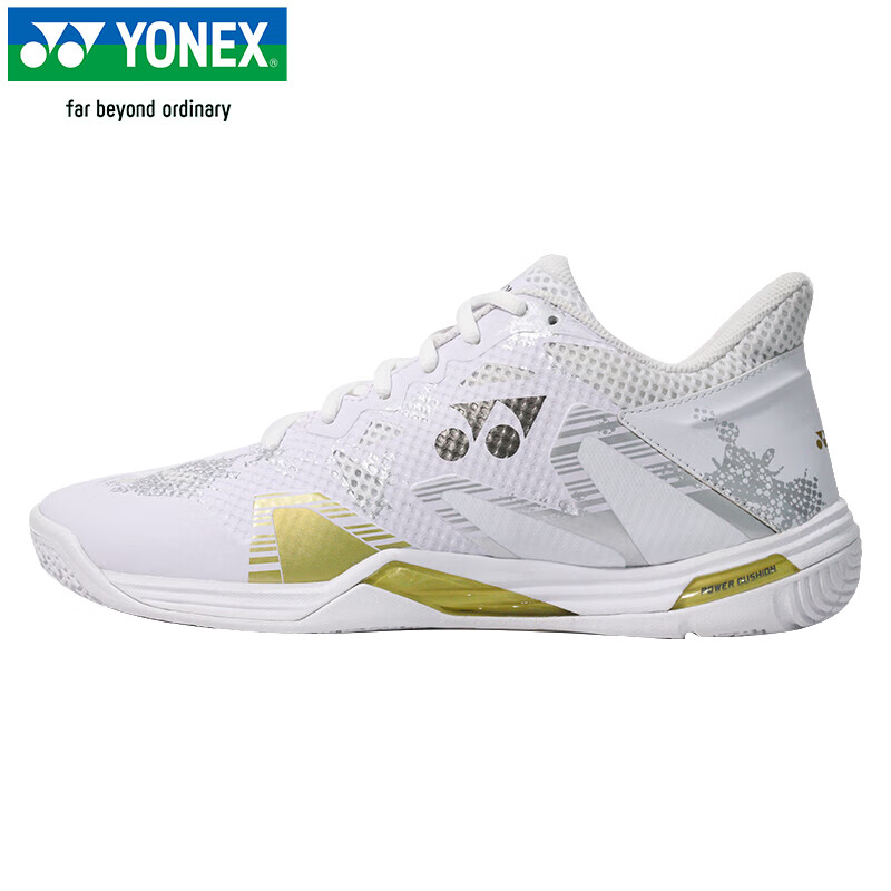 Кроссовки для бадминтона YONEX Power Cushion SHBELZ3MEX, профессиональные, стабильные, нескользящие, износостойкие, белые с золотым, размер 41