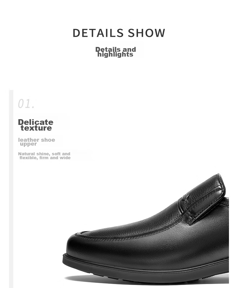 RED DRAGONFLY Leather Slip-On Dad Shoes, Casual Shoes for Men, Business Leather Shoes for Men, WTA23336, Black, Size 44 4
