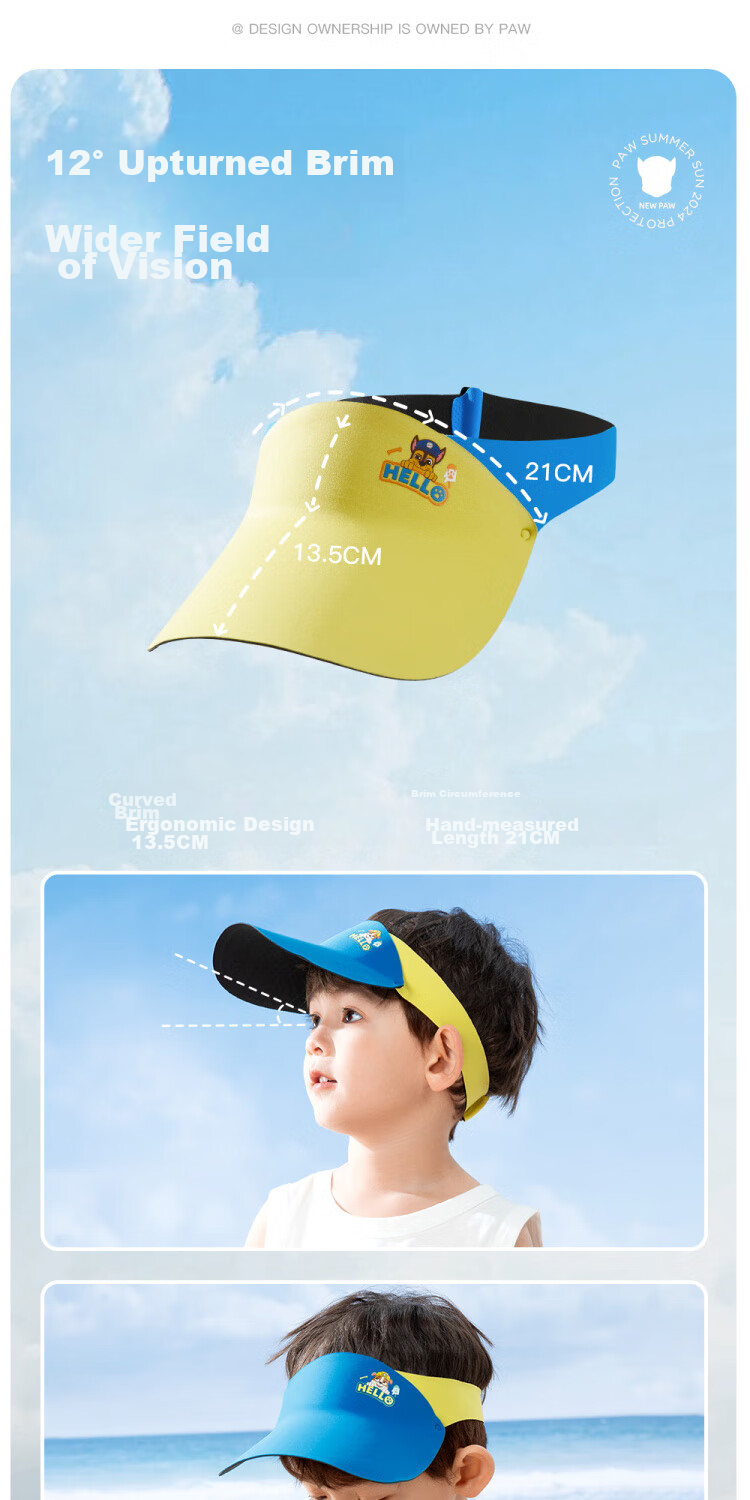 PAW PATROL Children's Baseball Cap, Visor Sun Protection Hat, Boys' Sunhat, Girls' Sports Outdoor Sun Visor, Bright Red 10