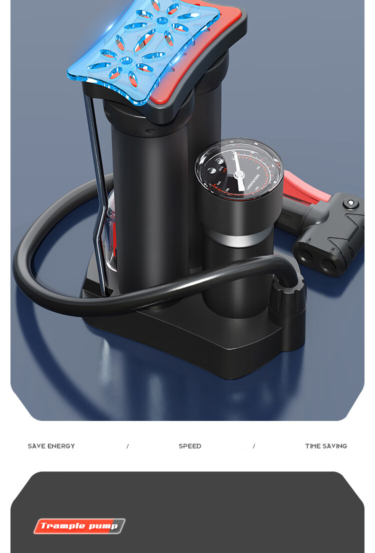 Move Iron Bicycle Pump, Pedal High-Pressure Single/double Pump for Mountain And Road Bikes, Portable Inflator with Precise Pressure Gauge 10