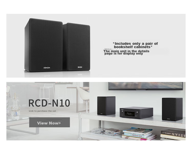 DENON SC-N10 Speakers, High-Fidelity Hi-Fi Audiophile-Grade Bookshelf Speakers, Black (Pair) 1