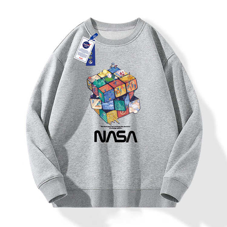 NASA GISS Sweatshirt for Men, Spring And Autumn Round Neck Long Sleeve T-Shirt, Loose Versatile Top for Men's Clothing, White A XL 4