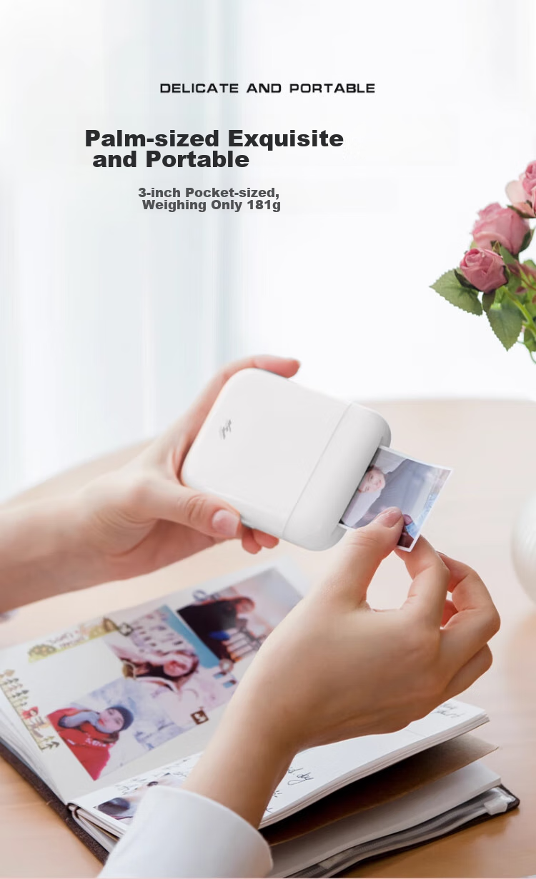 Jiyin Pocket Photo Printer Mobile Instant Camera AR Video Voice Wireless Bluetooth Home Portable Inkless Photo Printer Cloud White ZPP110 Holiday Gift 8