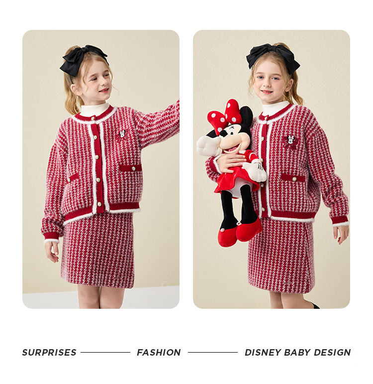 DISNEY Children's Girls' Outfit Set, Dress with Thick Sweater, Red New Year's Outfit, Winter 2023 DB331TE16, Bright Red, Size 110 24