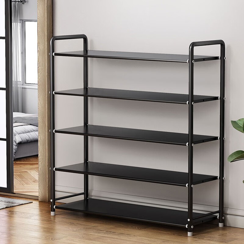 Anerya Iron Shoe Rack, Multi-Tier Storage Shelf for Entryway, Space-Saving for Dormitory And Rental Apartment, Multifunctional Shoe Cabinet for Home Use, 5 Tiers, Black
