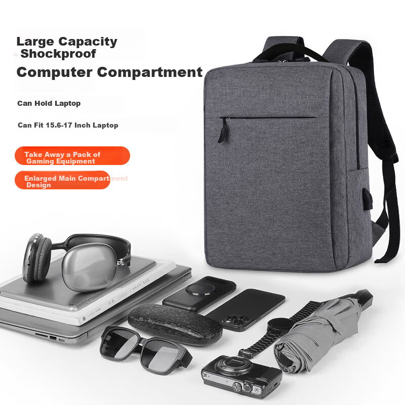 BRINCH Laptop Backpack, 15.6/16 Inch Large Capacity, Business Travel Laptop Bag, Dark Gray