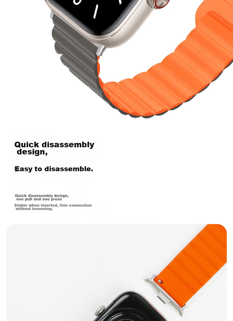 ESCASE Magnetic Silicone Watch Strap for Vivo WATCH GT ESIM Version, Breathable Comfortable Sports Dopamine Soft Skin-Friendly Starlight with Orange Band, No Ear 10