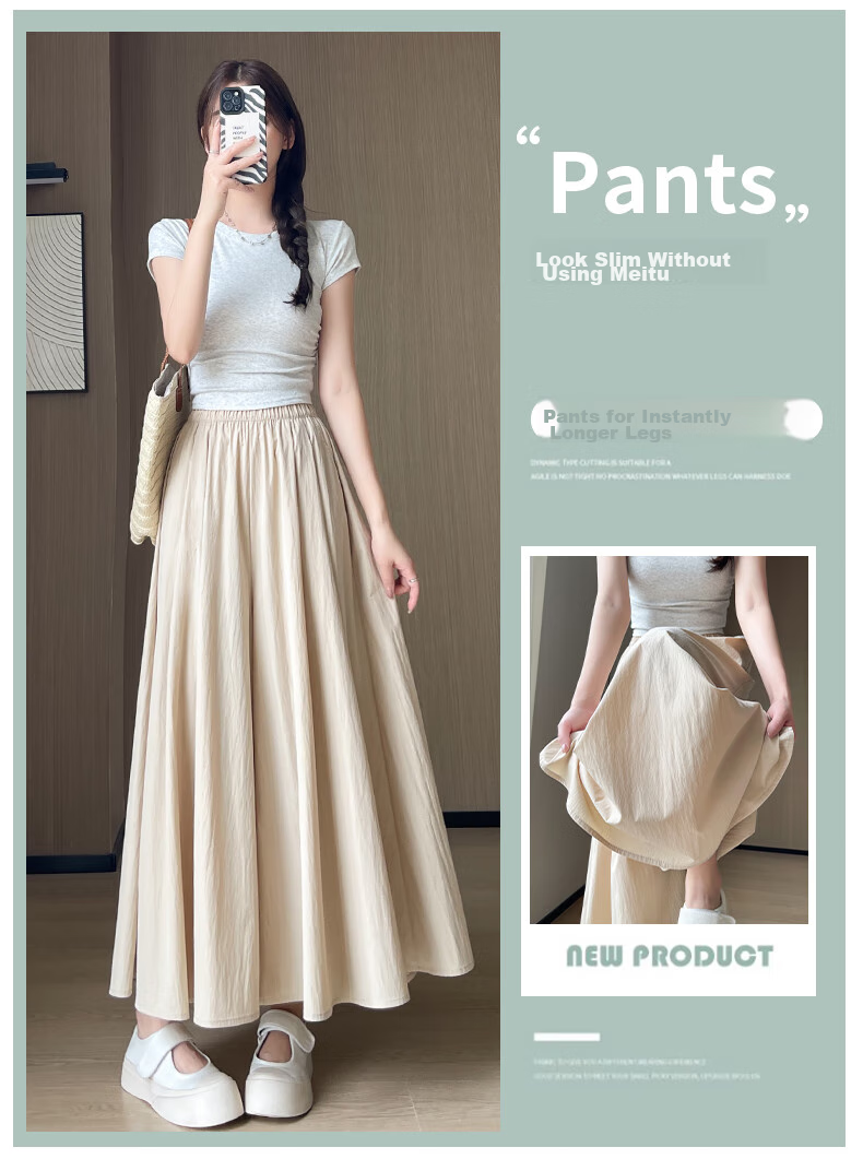 LangSha High-Waisted Yamamoto Skirt Pants for Women, Summer Lightweight Flowy Slimming A-Line Skirt Shorts, Loose Wide-Leg Pants for Petite Figures 2